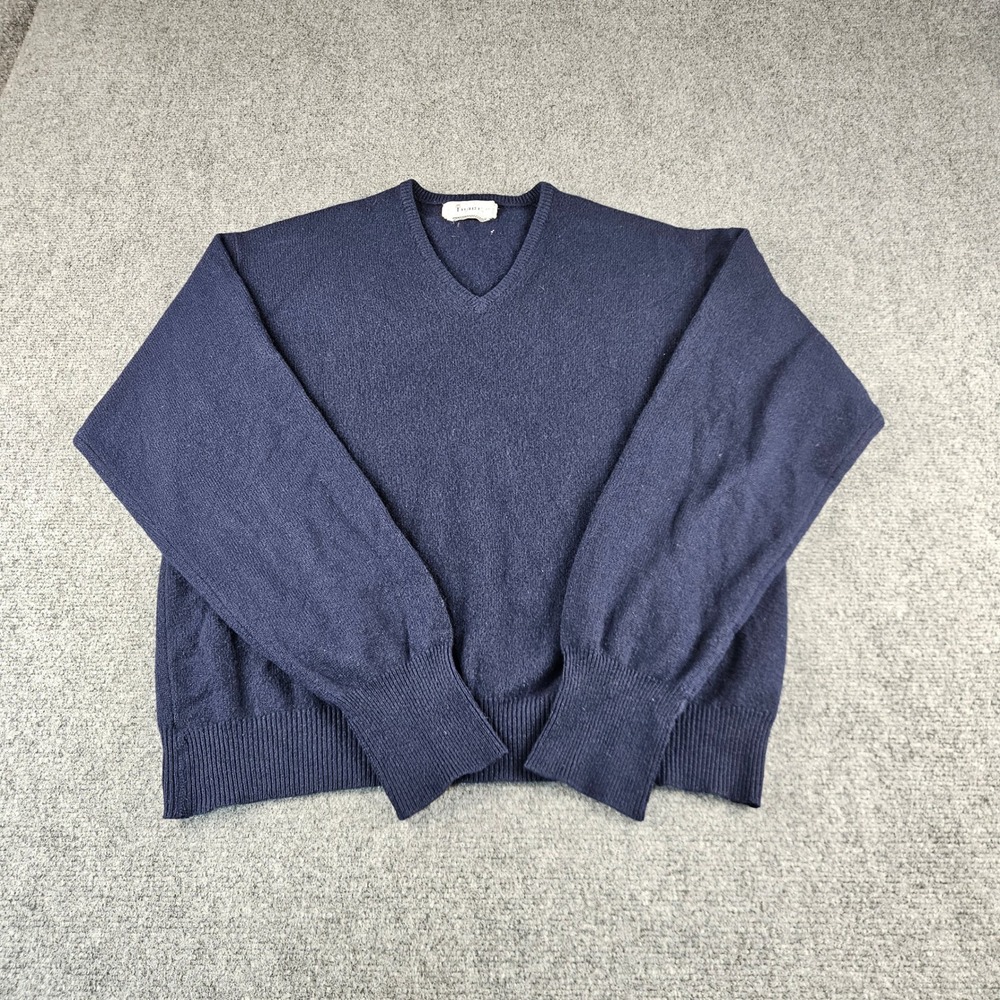 Vintage Thane 100% Cashmere V-Neck Sweater Navy Blue Mens Size 44 Full Fashioned